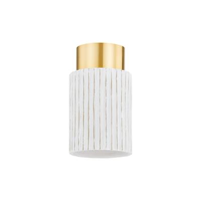 Mitzi H830501-AGB/CWB Corissa Flush Mount, 1-Light 15 Watts, Aged Brass/Ceramic Whitewash Bisque