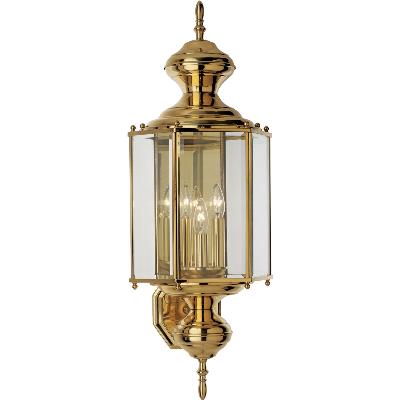 BrassGUARD Lantern Three Light Wall Lantern Polished Brass