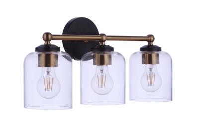 Craftmade 18719FBSB3 Coppa 3 Light Vanity in Flat Black/Satin Brass