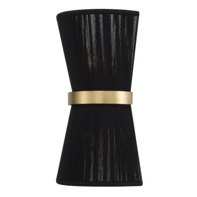 Capital Lighting 641221KP Cecilia Transitional Artisan Luxe Art-Inspired Wall Sconce Light, 2-Light 120 Total Watts, 16" H x 9" W, Black Rope and Patinaed Brass