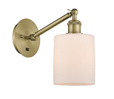 Innovations Lighting 317-1W-AB-G111-LED Caledonia - 1 Light Wall Sconce in Industrial Style-11.38 Inches Tall and 5.3 Inches Wide, Choose Lamping Option: LED, Shade Options: Matte White Glass
