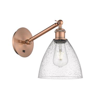 Innovations Lighting 317-1W-AC-GBD-754-LED Ballston Dome - 1 Light Wall Sconce in Industrial Style-11.88 Inches Tall and 8 Inches Wide, Choose Lamping Option: LED, Shade Options: Seedy Glass