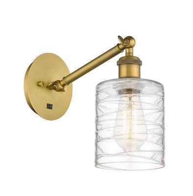 Innovations Lighting 317-1W-BB-G1113-LED Caledonia - 1 Light Wall Sconce in Industrial Style-11.38 Inches Tall and 5.3 Inches Wide, Choose Lamping Option: LED, Shade Options: Clear Deco Swirl Glass