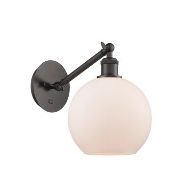Innovations Lighting 317-1W-OB-G121-8-LED Athens - 1 Light Wall Sconce in Industrial Style-12.38 Inches Tall and 8 Inches Wide, Choose Lamping Option: LED, Shade Options: Matte White Glass