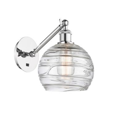 Innovations Lighting 317-1W-PC-G1213-8 Athens - 1 Light Wall Sconce in Industrial Style-12.38 Inches Tall and 8 Inches Wide, Choose Lamping Option: Incandescent, Shade Options: Clear Deco Swirl Glass