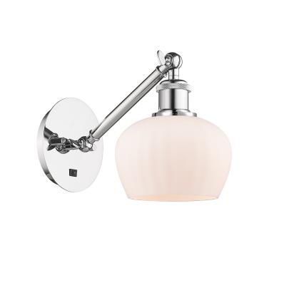 Innovations Lighting 317-1W-PC-G91-LED Fenton - 1 Light Wall Sconce in Art Nouveau Style-9.88 Inches Tall and 6.5 Inches Wide, Choose Lamping Option: LED, Shade Options: Matte White Glass