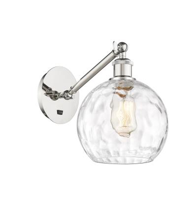 Innovations Lighting 317-1W-PN-G1215-8-LED Athens - 1 Light Wall Sconce in Industrial Style-12.38 Inches Tall and 8 Inches Wide, Choose Lamping Option: LED, Shade Options: Clear Water Glass