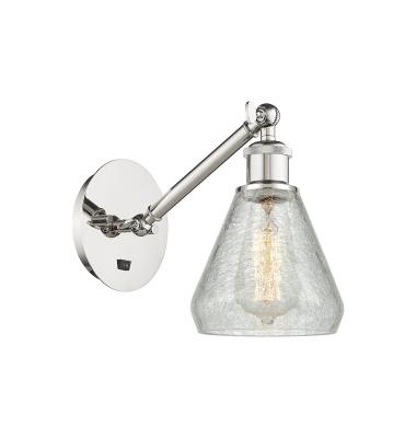 Innovations Lighting 317-1W-PN-G275-LED Conesus - 1 Light Wall Sconce in Industrial Style-12.38 Inches Tall and 6 Inches Wide, Choose Lamping Option: LED, Shade Options: Clear Crackle Glass