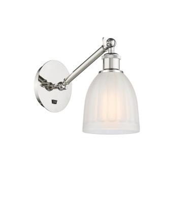Innovations Lighting 317-1W-PN-G441-LED Brookfield - 1 Light Wall Sconce in Art Nouveau Style-11.38 Inches Tall and 5.75 Inches Wide, Choose Lamping Option: LED, Shade Options: White Glass