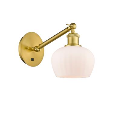 Innovations Lighting 317-1W-SG-G91 Fenton - 1 Light Wall Sconce in Art Nouveau Style-9.88 Inches Tall and 6.5 Inches Wide, Choose Lamping Option: Incandescent, Shade Options: Matte White Glass
