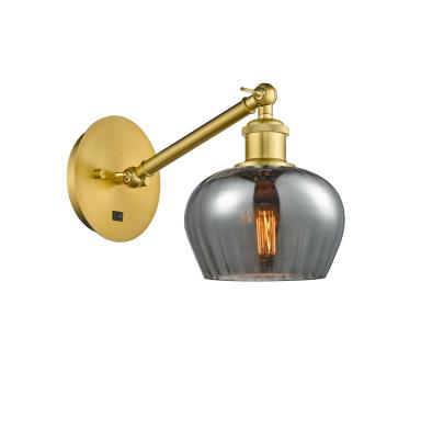 Innovations Lighting 317-1W-SG-G93 Fenton - 1 Light Wall Sconce in Art Nouveau Style-9.88 Inches Tall and 6.5 Inches Wide, Choose Lamping Option: Incandescent, Shade Options: Plated Smoke Glass