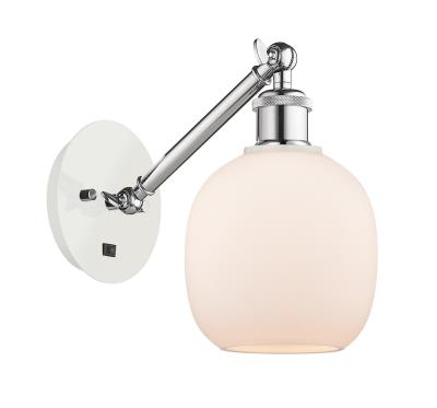 Innovations Lighting 317-1W-WPC-G101 Belfast - 1 Light Wall Sconce in Industrial Style-11.38 Inches Tall and 6 Inches Wide, Choose Lamping Option: Incandescent, Shade Options: Matte White Glass