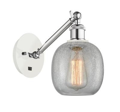 Innovations Lighting 317-1W-WPC-G105 Belfast - 1 Light Wall Sconce in Industrial Style-11.38 Inches Tall and 6 Inches Wide, Choose Lamping Option: Incandescent, Shade Options: Clear Crackle Glass
