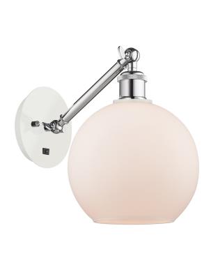 Innovations Lighting 317-1W-WPC-G121-8-LED Athens - 1 Light Wall Sconce in Industrial Style-12.38 Inches Tall and 8 Inches Wide, Choose Lamping Option: LED, Shade Options: Matte White Glass