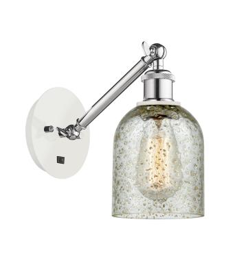 Innovations Lighting 317-1W-WPC-G259 Caledonia - 1 Light Wall Sconce In Industrial Style-11.38 Inches Tall and 5.3 Inches Wide, Finish Color: White/Polished Chrome, Glass Color: Mica