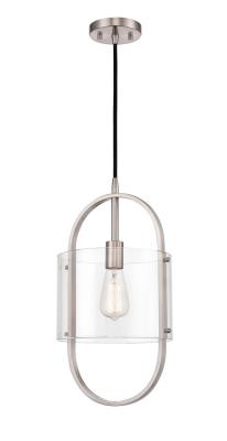 Innovations Lighting 371-1P-SN-CL Pelham - 1 Light Mini Pendant in Art Nouveau Style-19.5 Inches Tall and 9.5 Inches Wide, Choose Lamping Option: Incandescent, Shade Options: Clear Glass