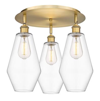 Innovations Lighting 516-3C-BB-G652-7 Downtown Urban Three Light Flush Mount Ceiling Light Brushed Brass
