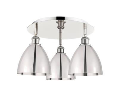 Innovations Lighting 516-3C-PN-MBD-75-PN Downtown Urban Three Light Flush Mount Ceiling Light Polished Nickel