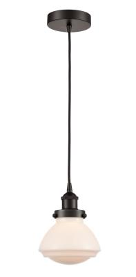 Innovations Lighting 616-1PH-OB-G321 Olean - 1 Light Mini Pendant in Industrial Style-7.75 Inches Tall and 6.75 Inches Wide, Choose Lamping Option: Incandescent, Shade Options: Matte White Glass