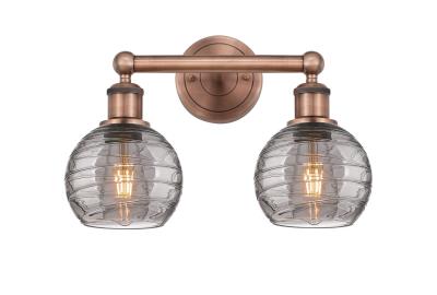 Innovations 616-2W-AC-G1213-6SM Athens Deco Swirl 2 15 inch Bath Vanity Light Antique Copper