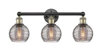 Innovations 616-3W-BAB-G1213-6SM Athens Deco Swirl 3 24 inch Bath Vanity Light Black Antique Brass