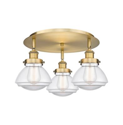 Innovations Lighting 916-3C-BB-G322 Downtown Urban Three Light Flush Mount Ceiling Light Brushed Brass