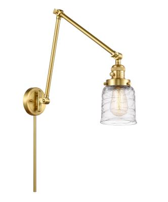 Bell 8" Satin Gold Double Swing Arm With Deco Swirl Shade
