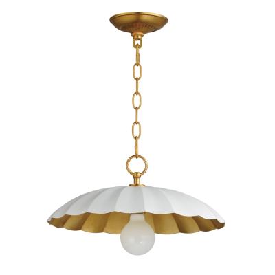 MLI 18055MWGL Maxim One Light Pendant Matte White / Gold Leaf - Primrose (1) 60.00W E26 Bulbs Not Included 16.00IN L X 16.00IN W X 9.00IN H