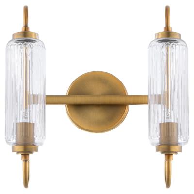 SongCiLT 2-Light Wall Sconce - Milk White Glass Globes, Brass Finish, Double Arm - For Bedroom, Bathroom, Hallway