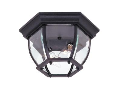 Two Light Outdoor Flush Mount - Black