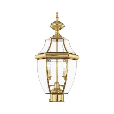 Two Light Outdoor Post Lantern - Polished Brass