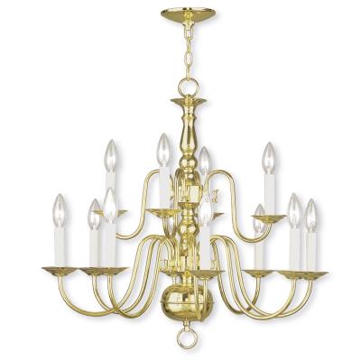 12 Light Chandelier - Polished Brass