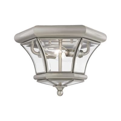 Two Light Outdoor Ceiling Mount - Brushed Nickel