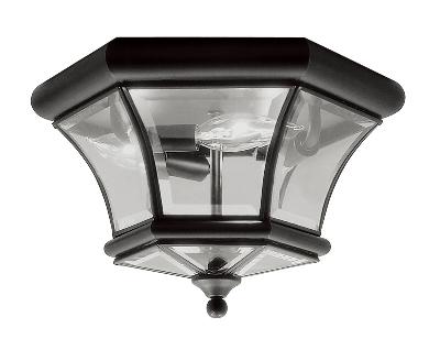 Three Light Outdoor Ceiling Mount - Black