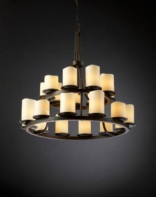 Justice Designs - CNDL-8767-14-CREM-DBRZ - CandleAria - 21 Light Chandelier - Dark Bronze