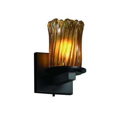 Justice Designs - GLA-8771-16-AMBR-MBLK - Veneto Luce - One Light Wall Sconce - Matte Black