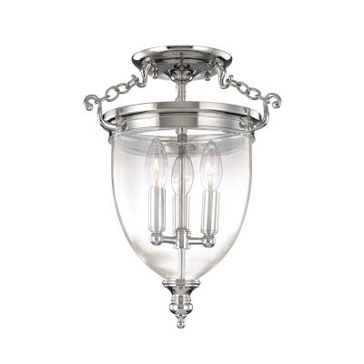 Three Light Semi Flush Mount - Polished Nickel