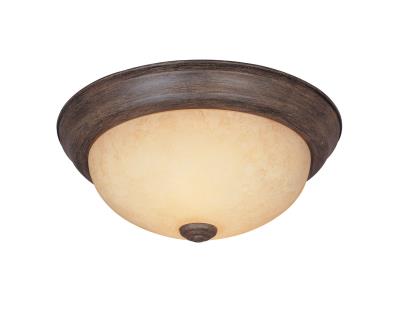 Decorative Flushmount - Three Light Flushmount - Warm Mahogany