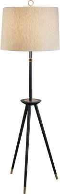 Robert Abbey - 671 - Jonathan Adler Ventana - One Light Floor Lamp - Ebony Wood w/Antique Brass