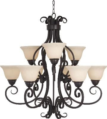 Manor - Nine Light Chandelier - Oil Rubbed Bronze