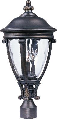 Three Light Outdoor Pole/Post Lantern - Golden Bronze