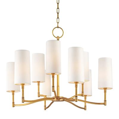 Nine Light Chandelier - Aged Brass