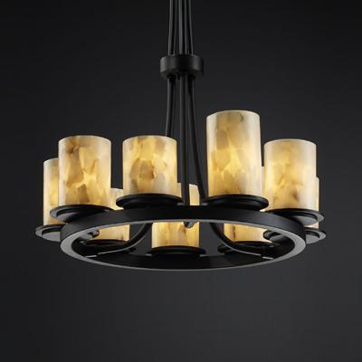 Justice Designs - ALR-8766-10-MBLK - Alabaster Rocks - Nine Light Chandelier - Matte Black