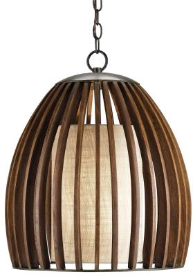 One Light Pendant - Old Iron/Polished Fruitwood