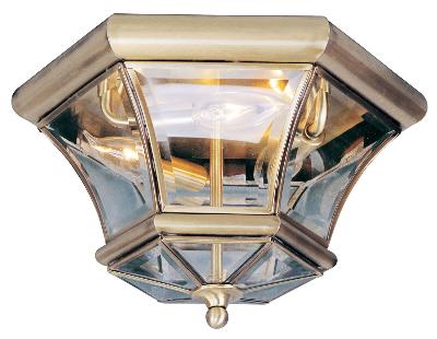 Three Light Outdoor Ceiling Mount - Antique Brass