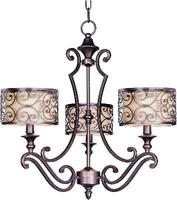 Three Light Chandelier - Umber Bronze