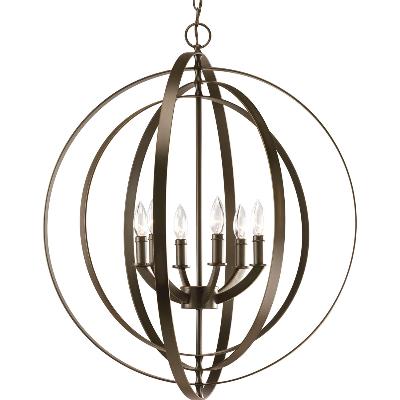 Progress Lighting - P3889-20 - Equinox - Six Light Foyer Pendant - Antique Bronze