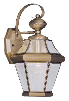 One Light Outdoor Wall Lantern - Antique Brass