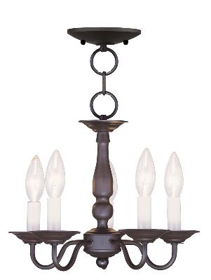 Five Light Mini Chandelier/Ceiling Mount - Bronze