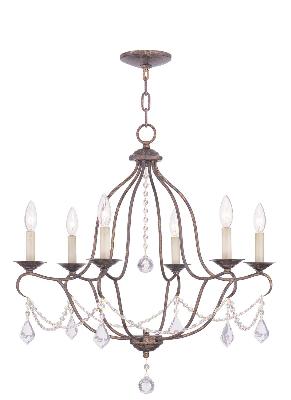 Six Light Chandelier - Hand Applied Venetian Golden Bronze